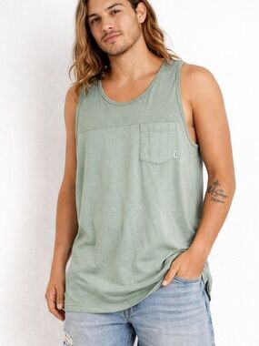 Billabong Sage Green Men's Tank Top with Chest Pocket